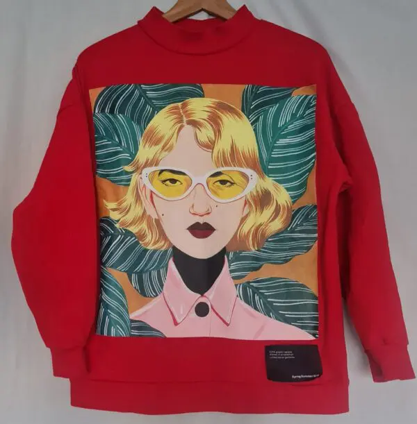 Zara Red Bijou Karman Women in Art Graphic Sweatshirt S UK 8-10