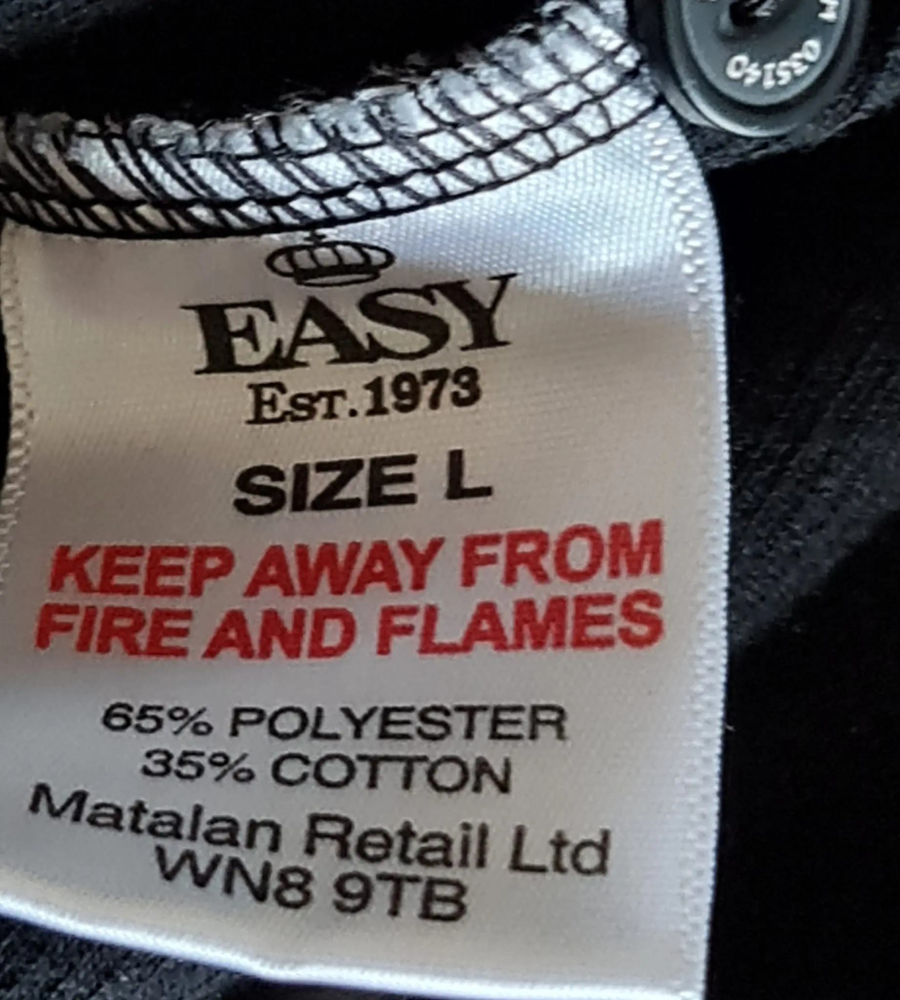 Easy Mens Black Button Henley Long Sleeve Top Size L - Image 2