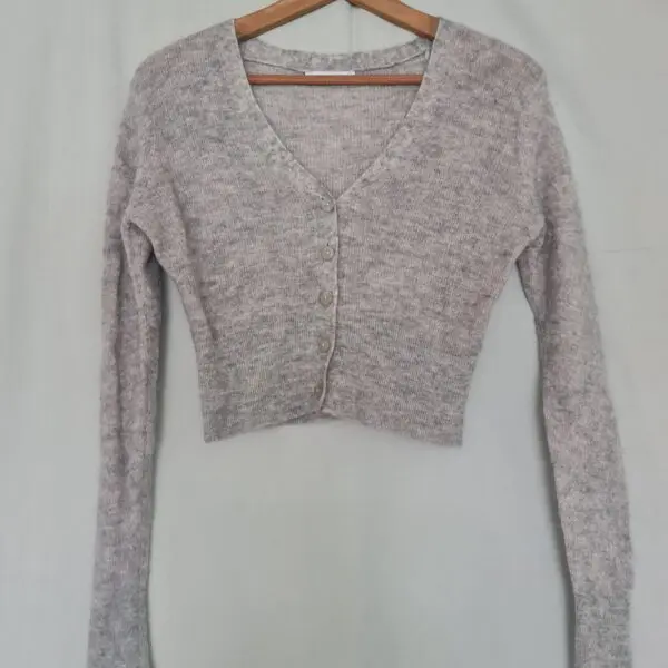 Reserved Womens Grey Wool Alpaca Cropped Cardigan S