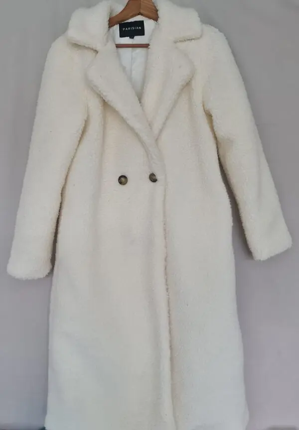 Parisian Womens Cream Teddy Longline Coat UK 8