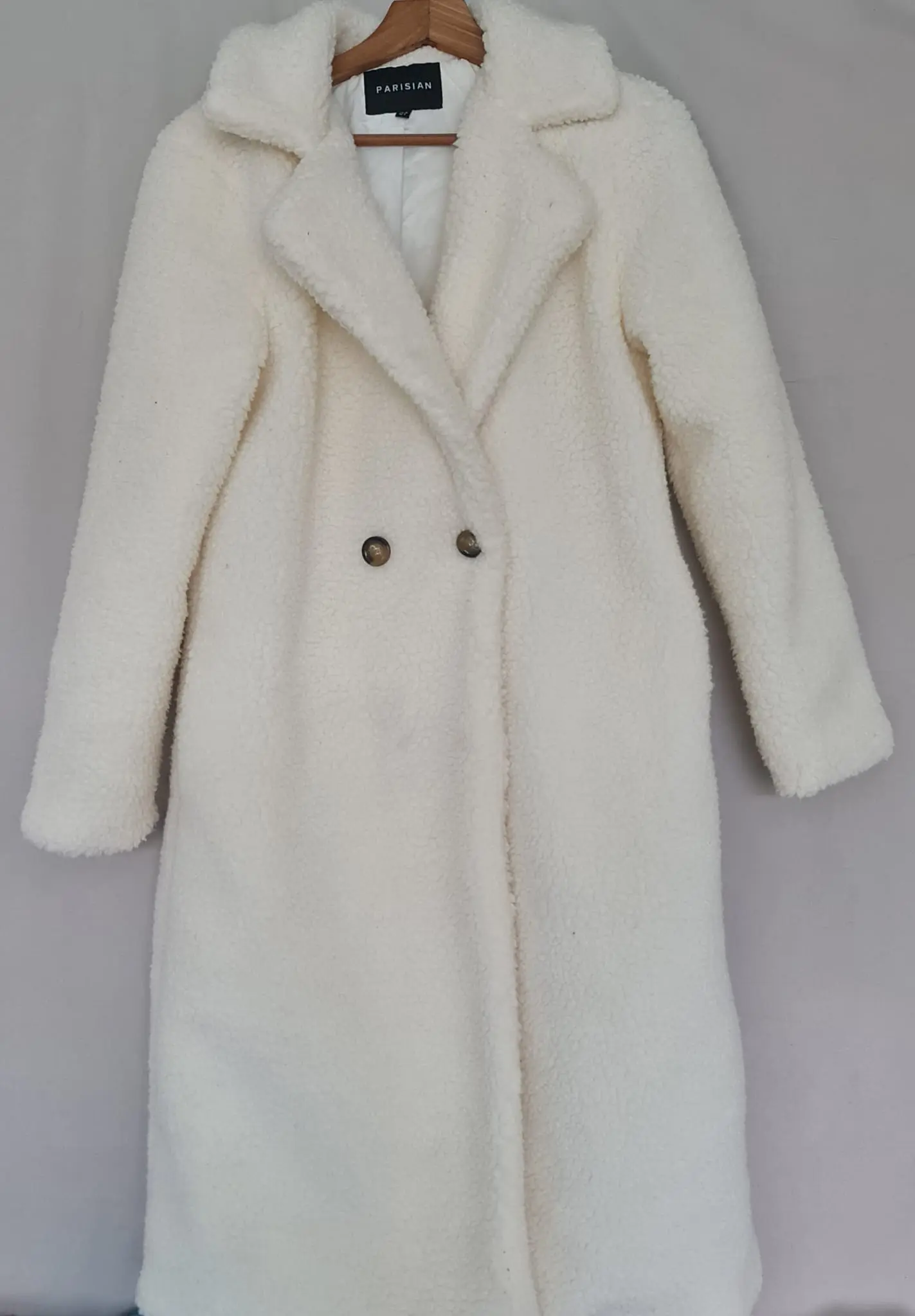 Parisian Womens Cream Teddy Longline Coat UK 8