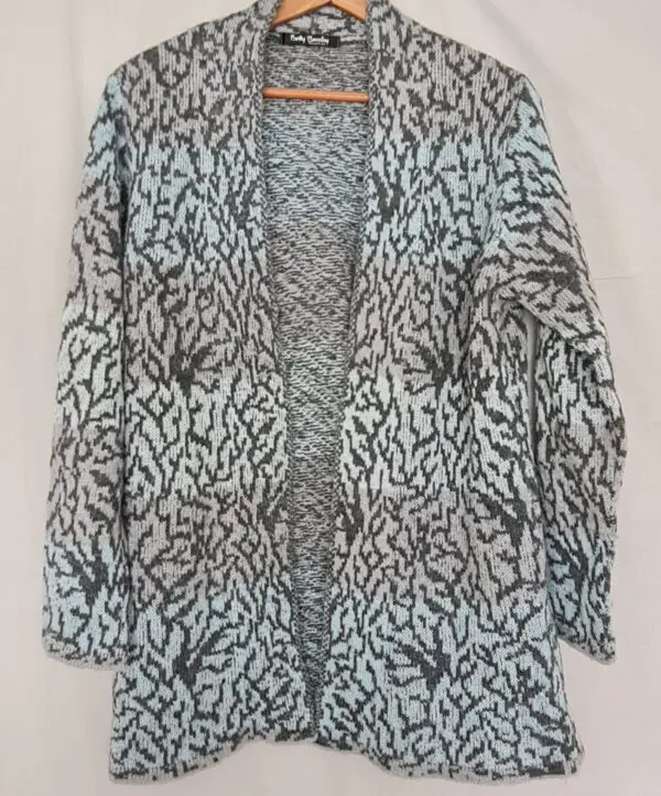 Betty Barclay Grey & Turquoise Abstract Cardigan S / 8-10