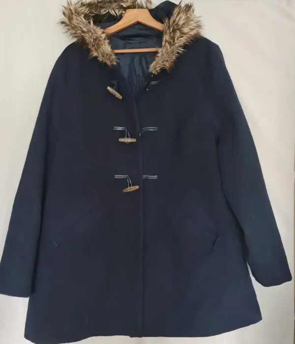 Yours Women's Navy Hooded Duffle Coat XL / UK 20-22