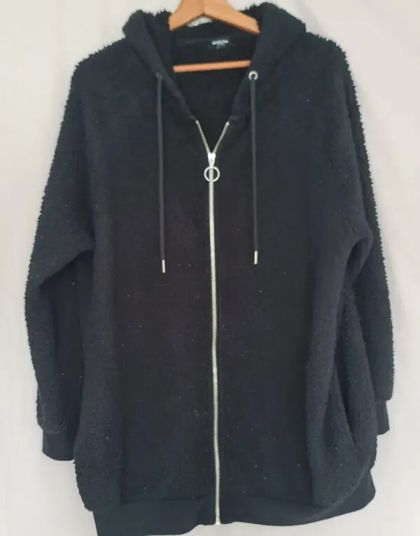 Simply Be Women's Black Fleece Jacket L / UK 16-18