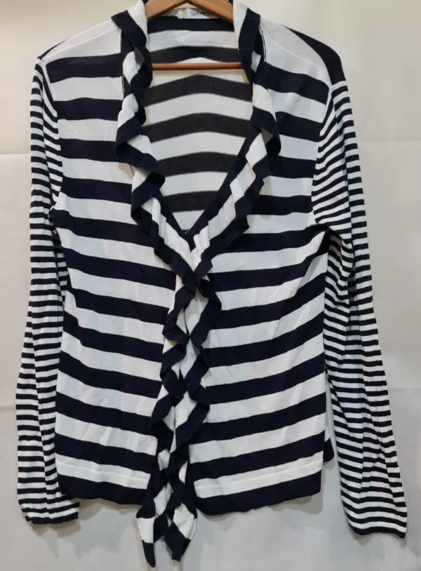 Kaleidoscope Women's Navy White Striped Cardigan L / UK 16-18