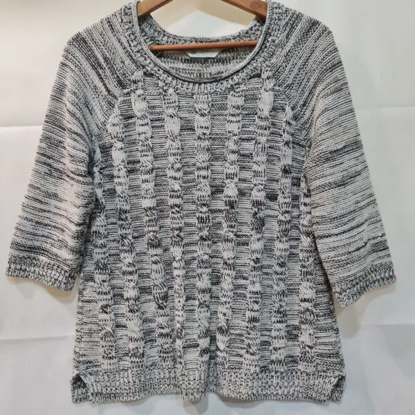Bhs Women's Black & White Colourblock Jumper M / UK 12-14