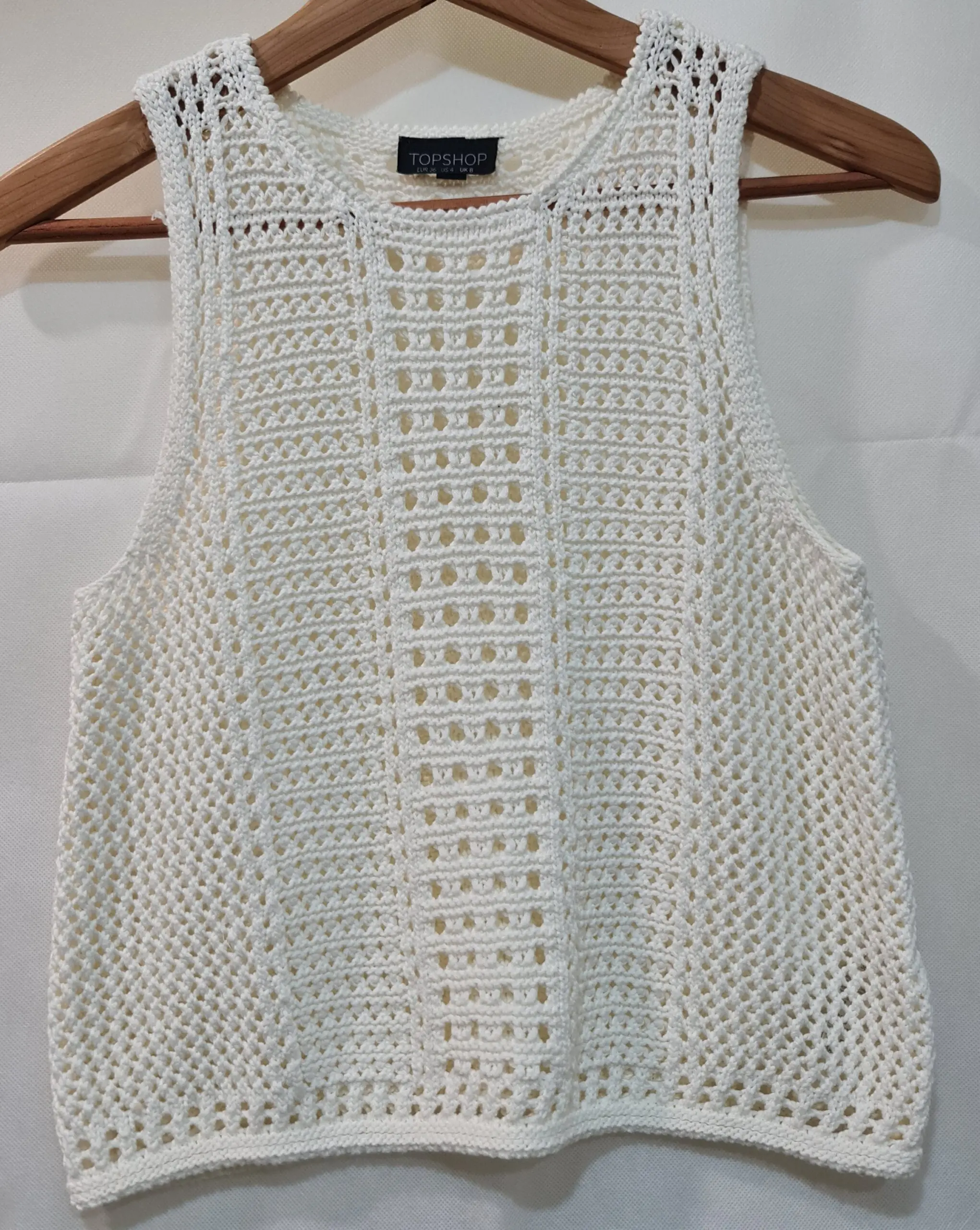 Topshop Women's Cream Crochet-Style Vest Top S / UK 8-10