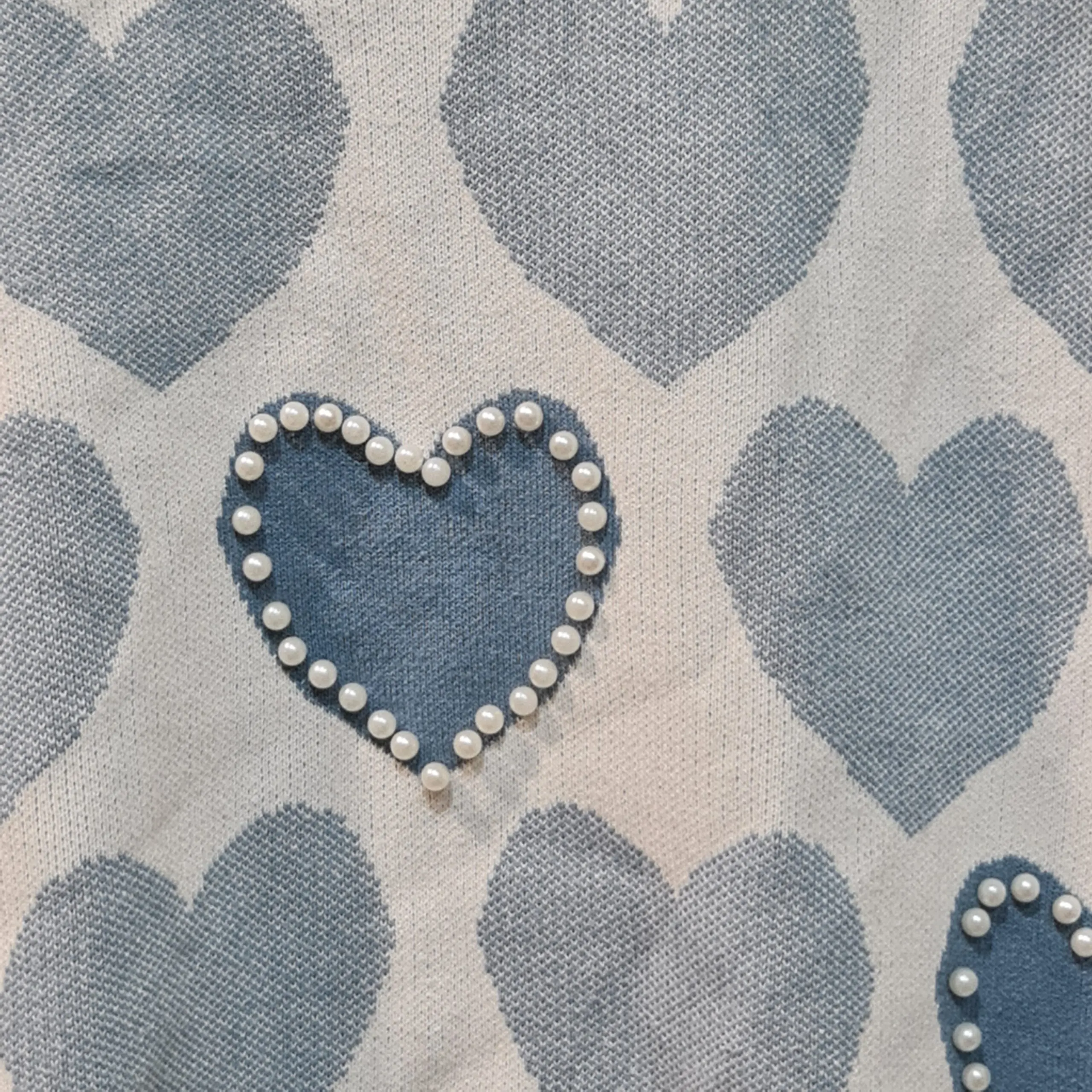 Heart Women's Light Blue & White Jumper M / 12-14 - Image 2