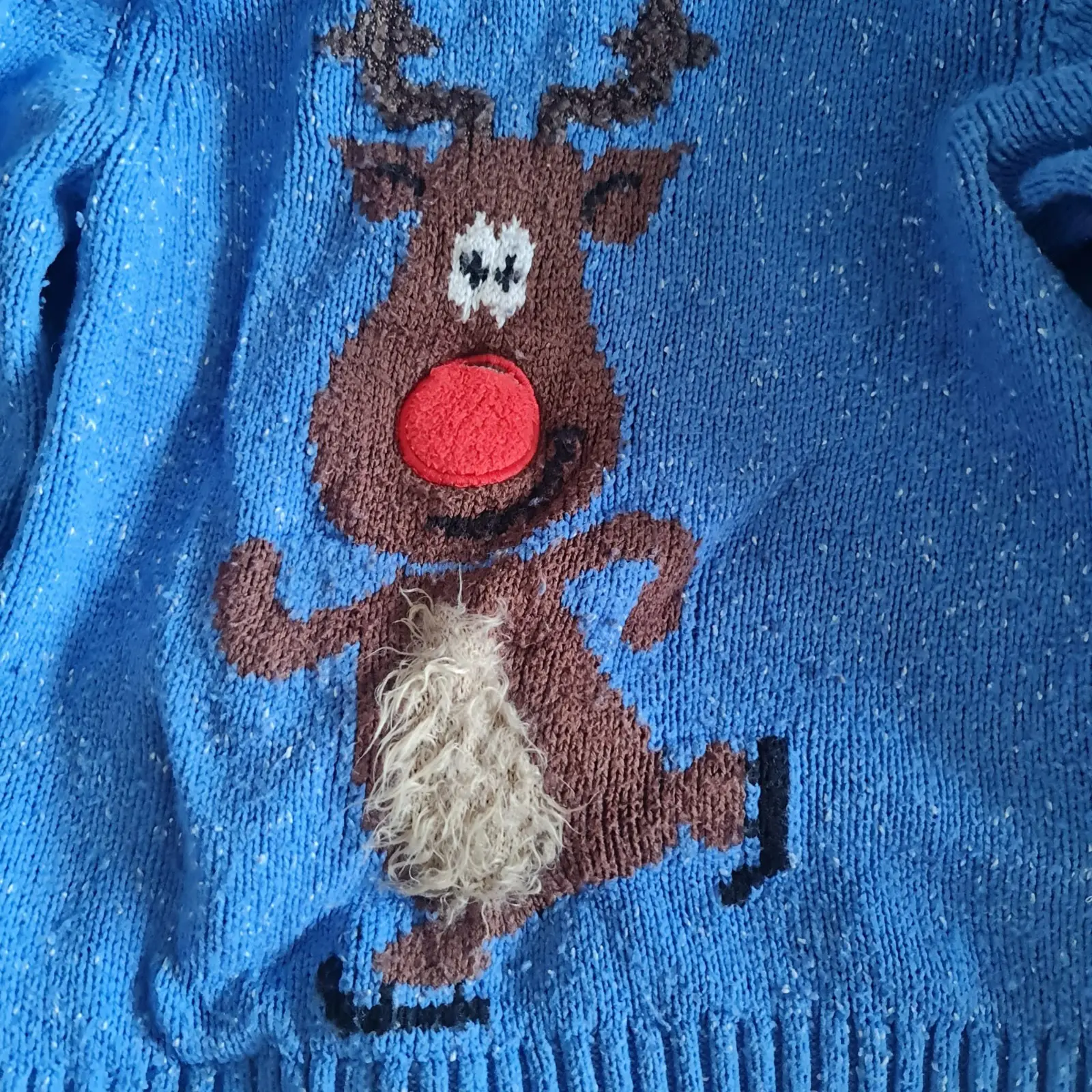 TU Kids Unisex Blue Christmas Reindeer Jumper 3–4 yrs / 98–104 cm - Image 2