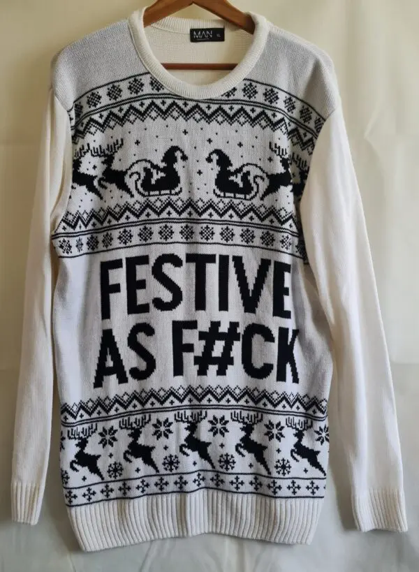 BoohooMAN Men's Christmas Jumper XL Festive Slogan