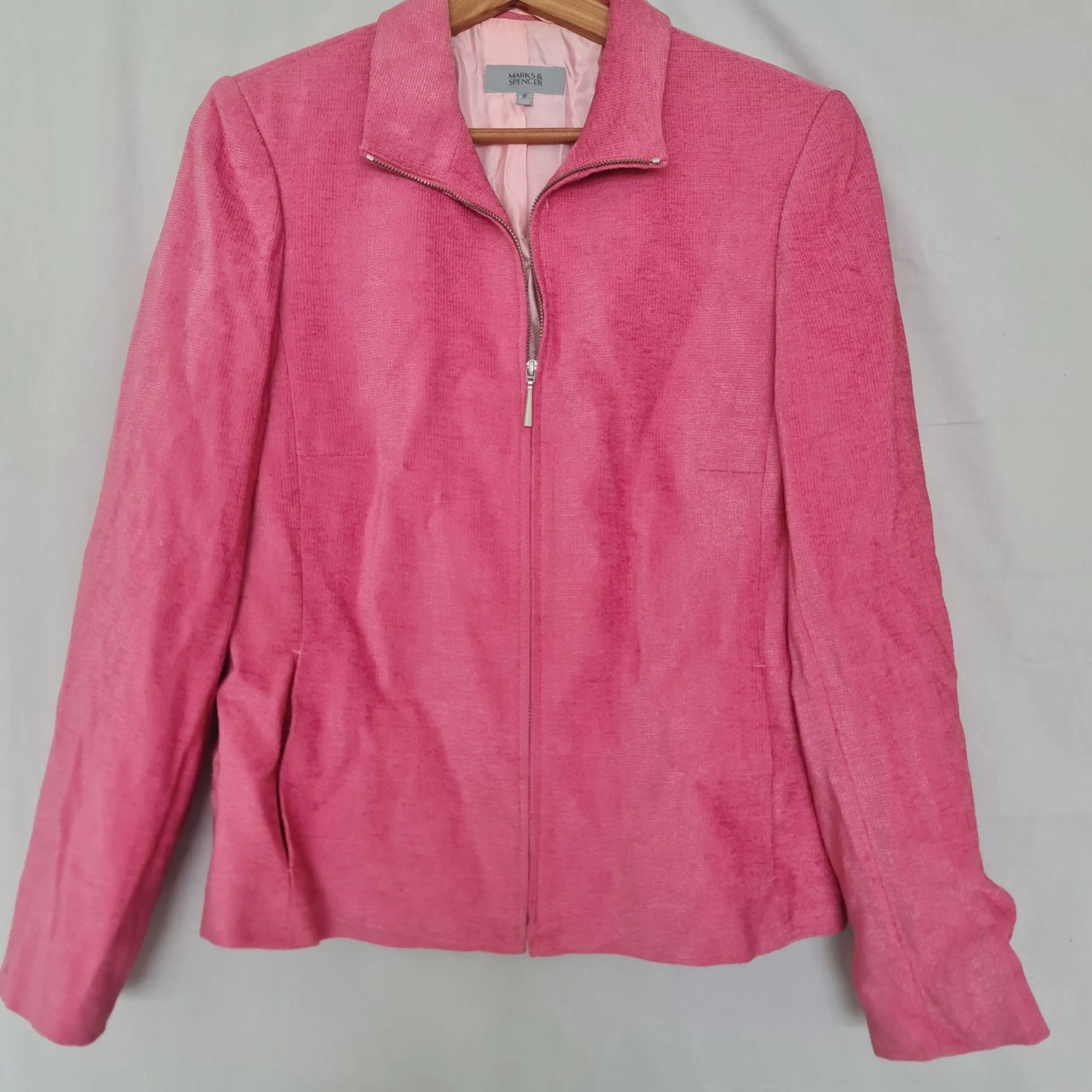 Marks & Spencer Womens Pink Zip Blazer Jacket UK 10 S