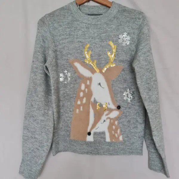 Primark Women's Grey Christmas Jumper XS UK 4-6