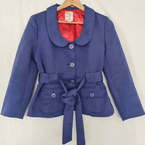 Tulle Women's Navy Belted Blazer Jacket M UK 12-14