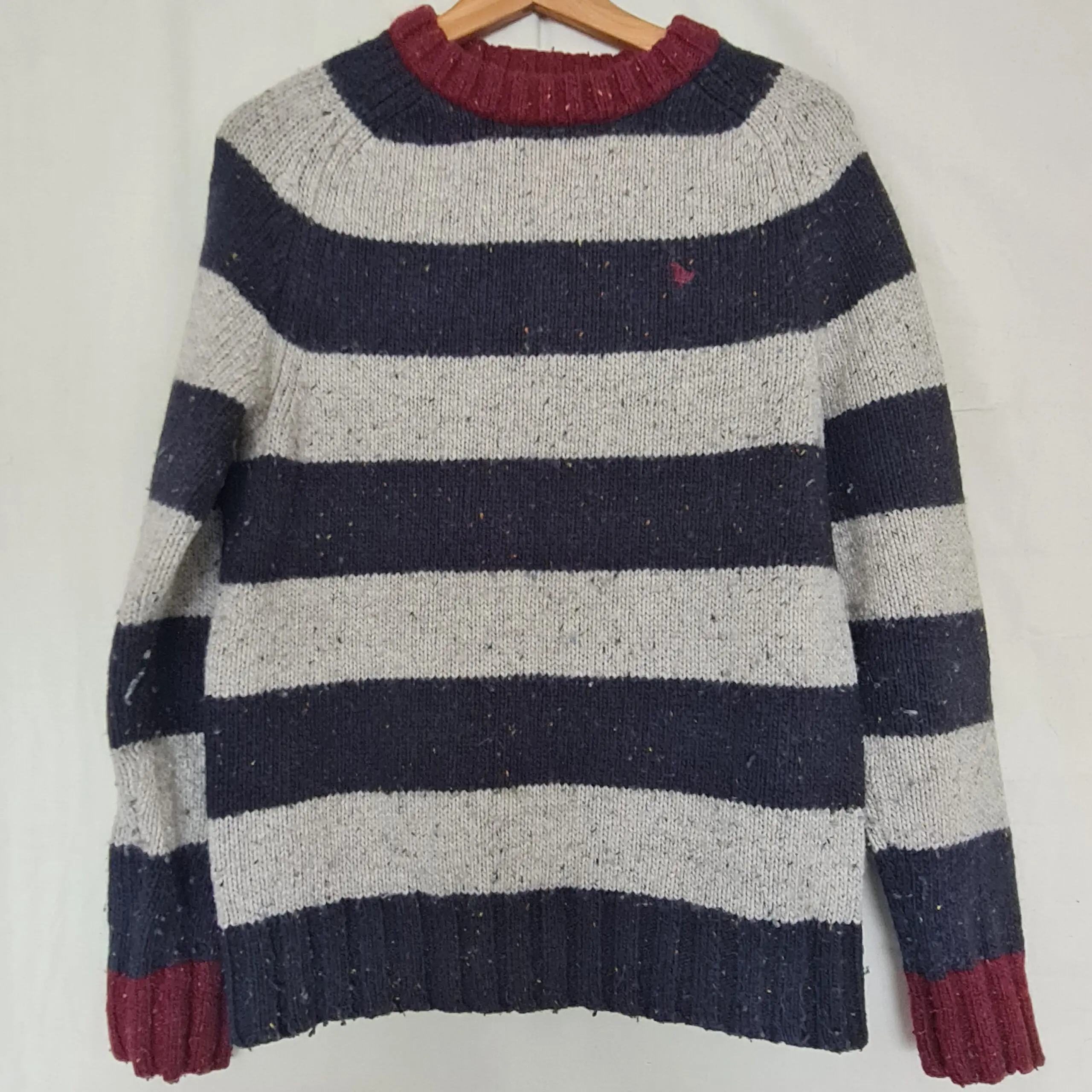 John Partridge Women's Grey Navy Stripe Jumper M UK 12-14