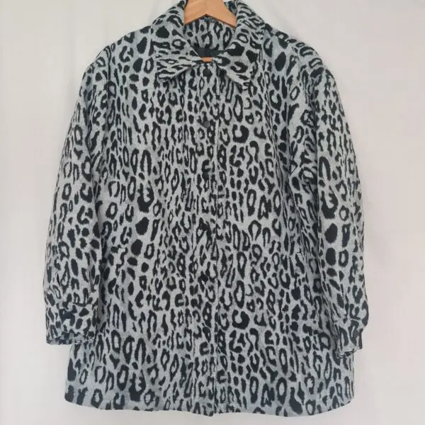 Bonmarche Women's Grey Black Leopard Print Coat UK 16