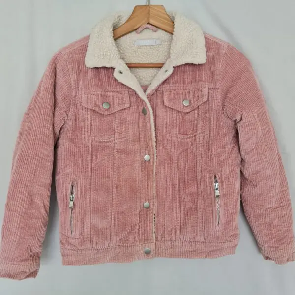 Mint Velvet Girls Pink Corduroy Sherpa Jacket Age 9-10