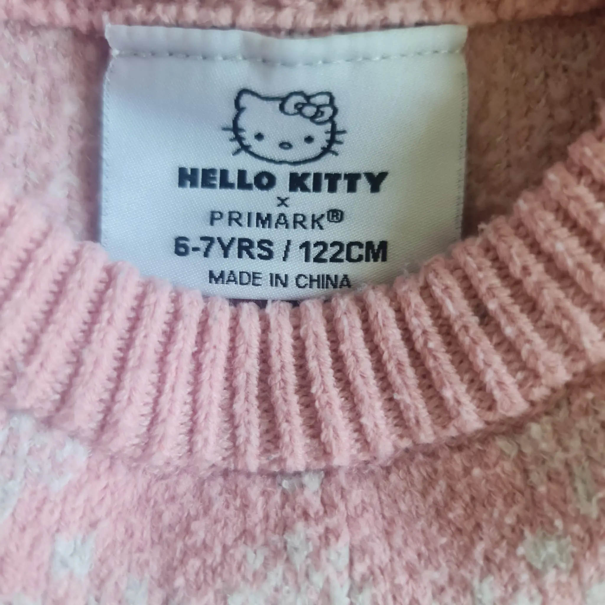 Primark Girls Pink White Hello Kitty Knit Jumper Age 6 116cm - Image 2