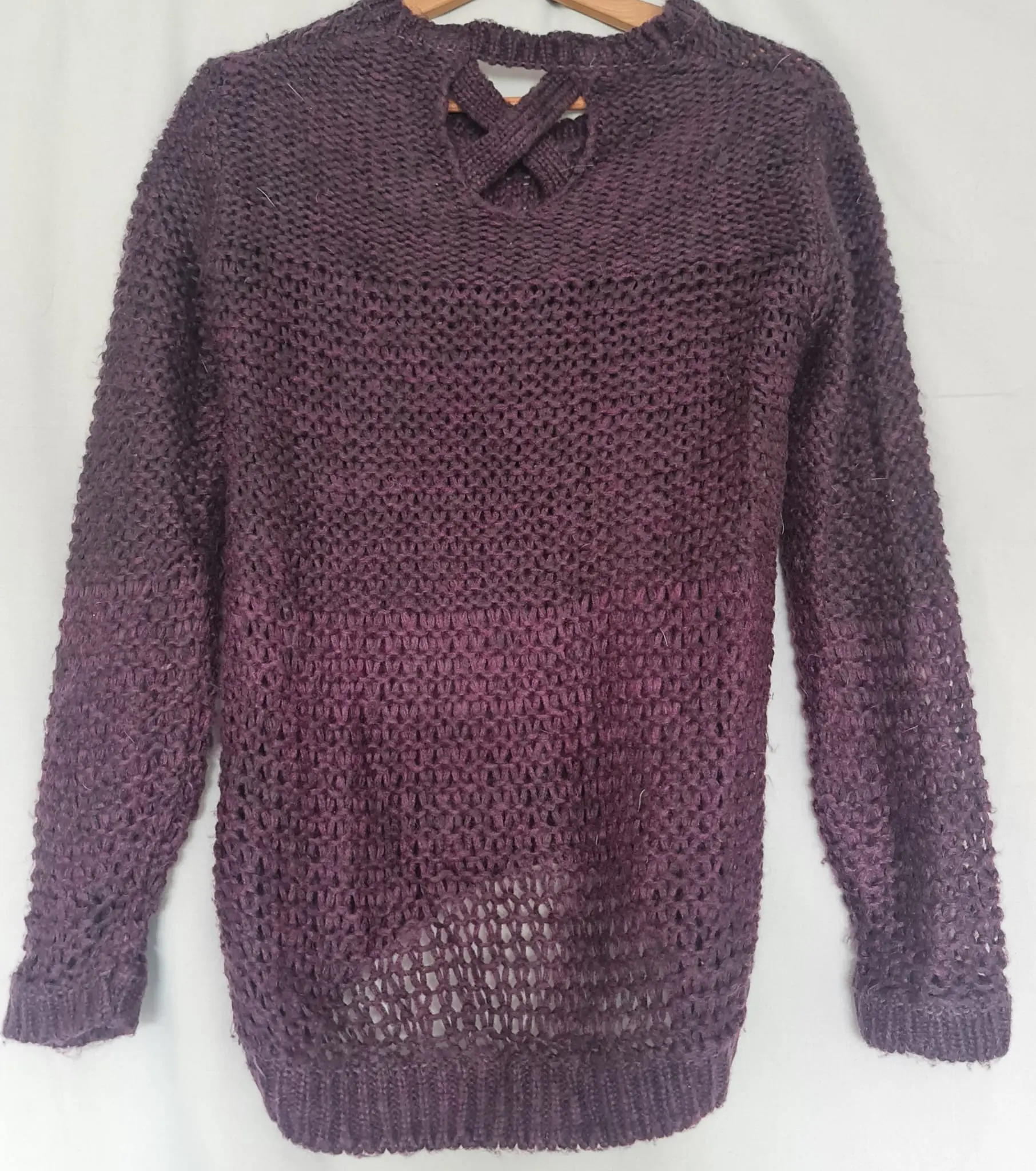 Dorothy Perkins Womens Purple Lace Up Knit Jumper S UK 8-10 - Image 2