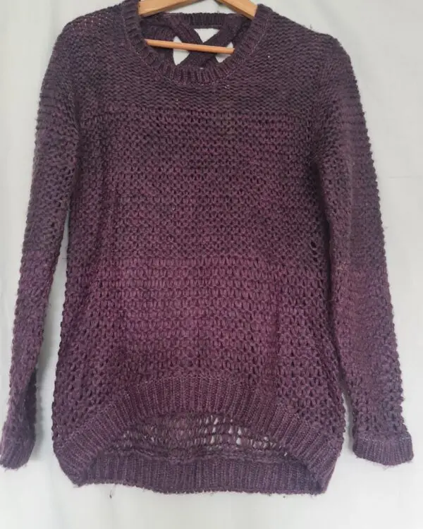 Dorothy Perkins Womens Purple Lace Up Knit Jumper S UK 8-10