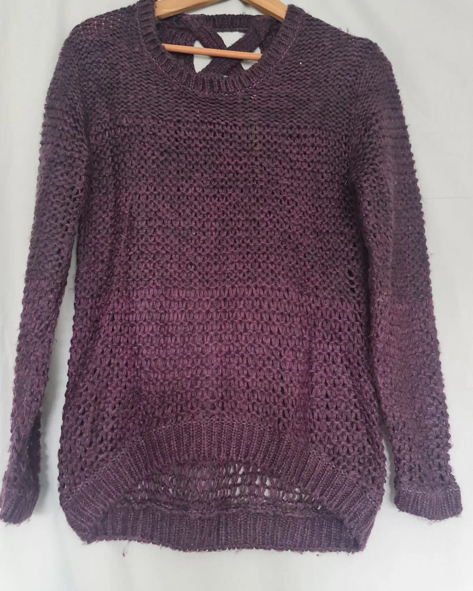 Dorothy Perkins Womens Purple Lace Up Knit Jumper S UK 8-10