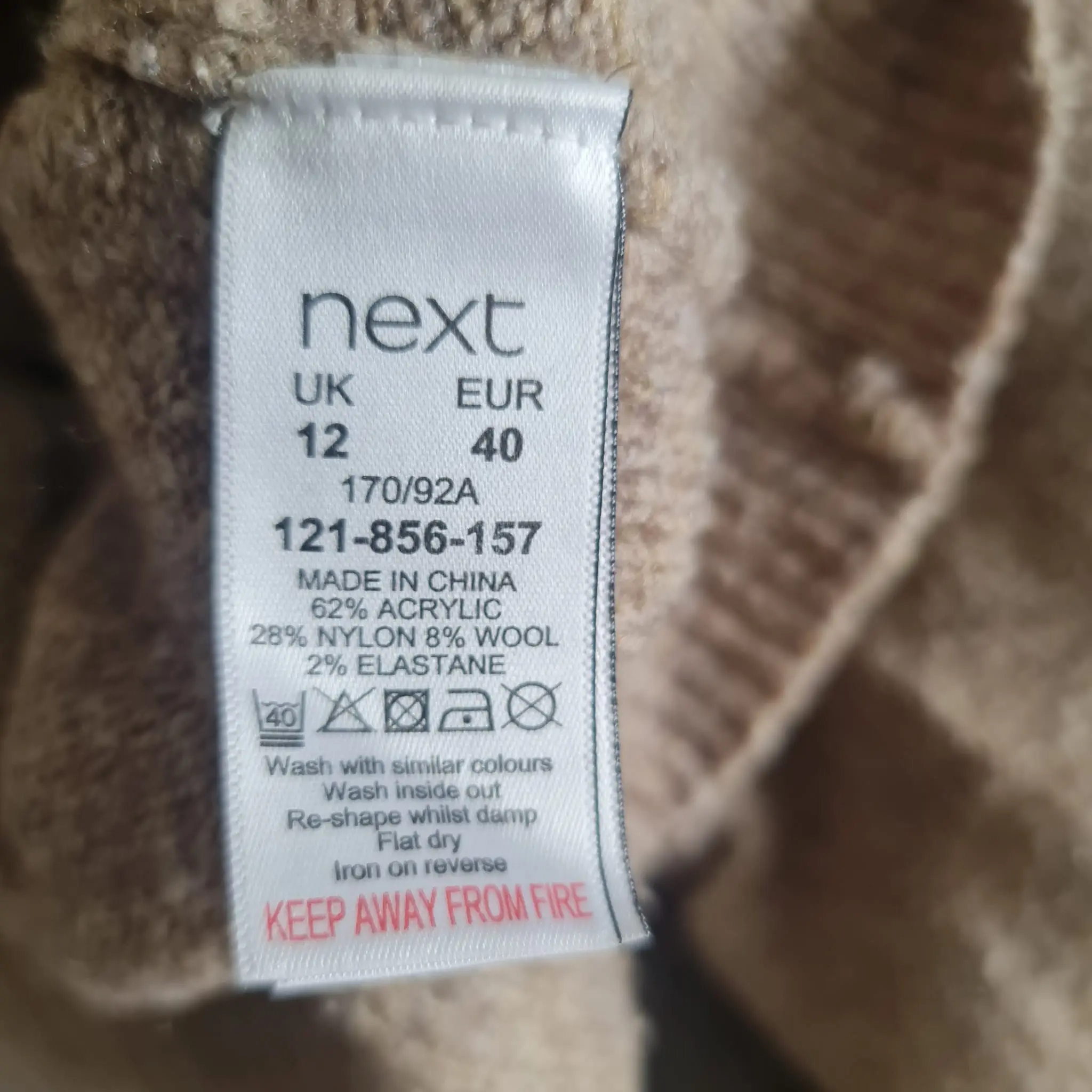 Next Womens Beige Cropped Knit Jumper M UK 12-14 - Image 2