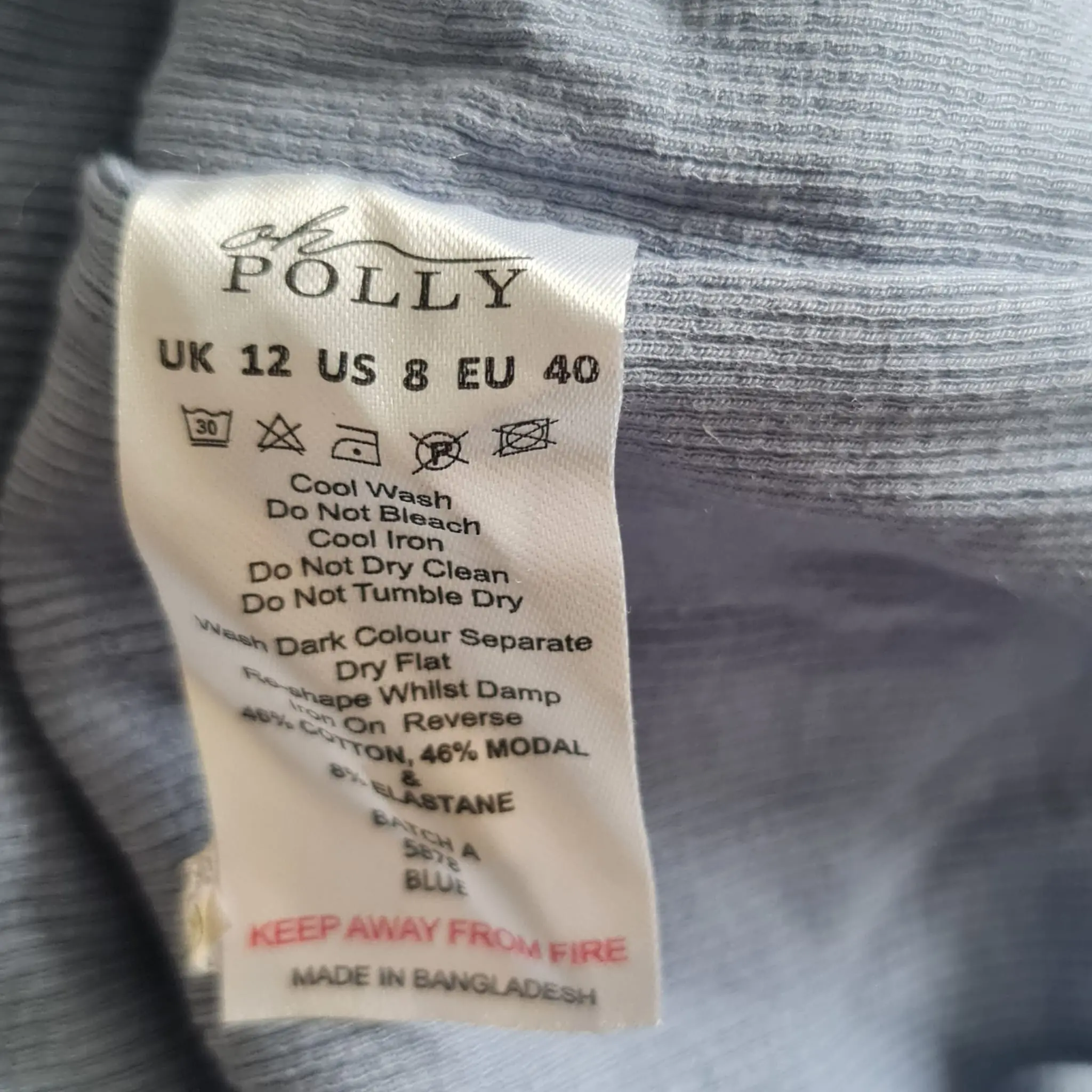 Oh Polly Womens Light Blue Ribbed Zip Dress M UK 12-14 - Image 3