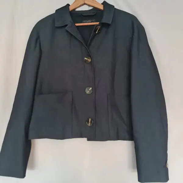Next Womens Black Cropped Button Jacket UK 14