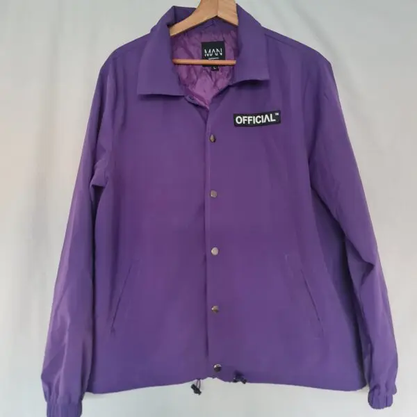BoohooMAN Mens Purple Official Coach Jacket L
