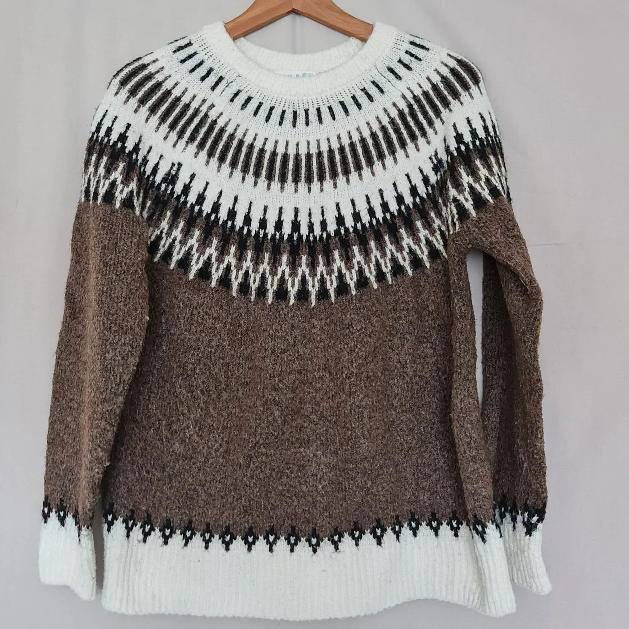 Primark Women's Brown & White Christmas Jumper S / UK 8-10