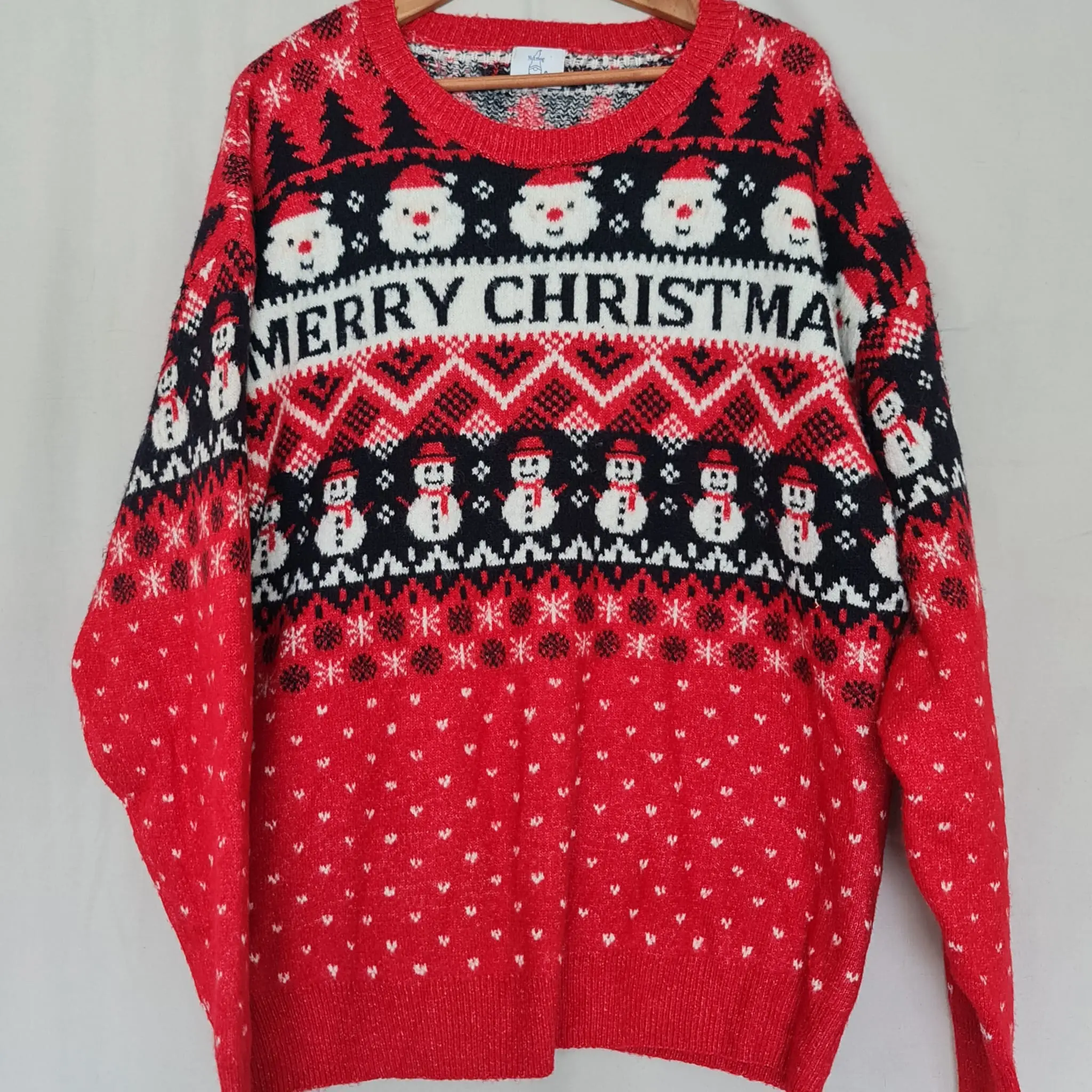 Nutmeg Red, Black Christmas Jumper XL