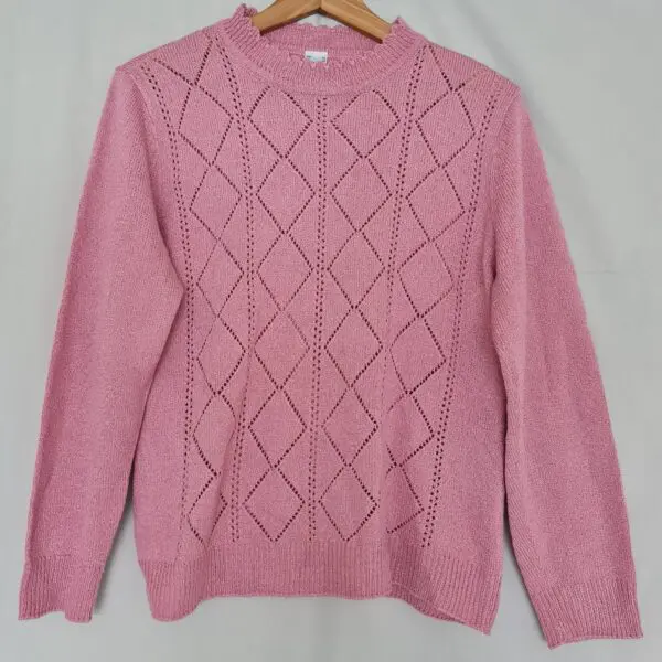 Women's Rose Geometric Diamond Pattern Jumper M / UK 12-14