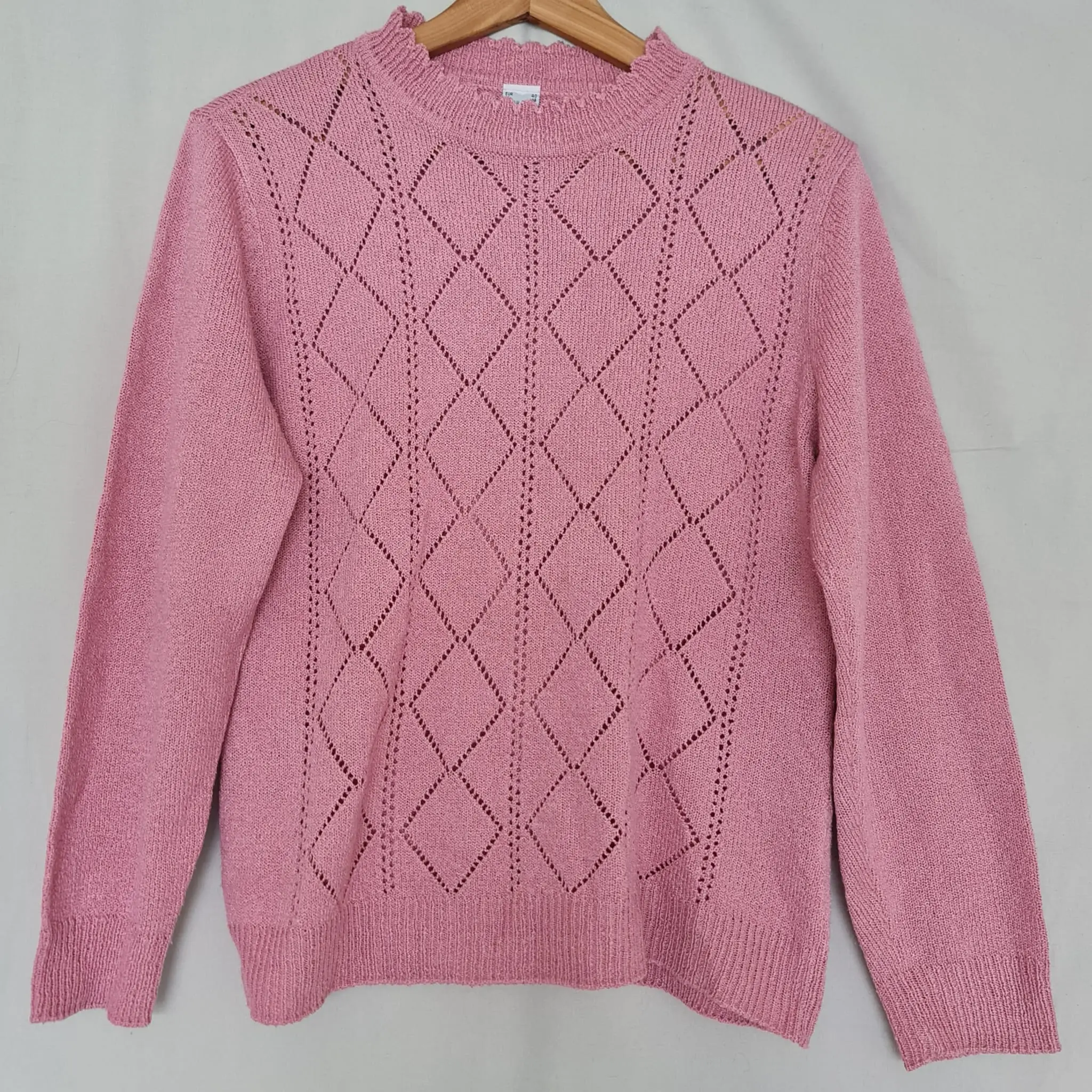 Women's Rose Geometric Diamond Pattern Jumper M / UK 12-14