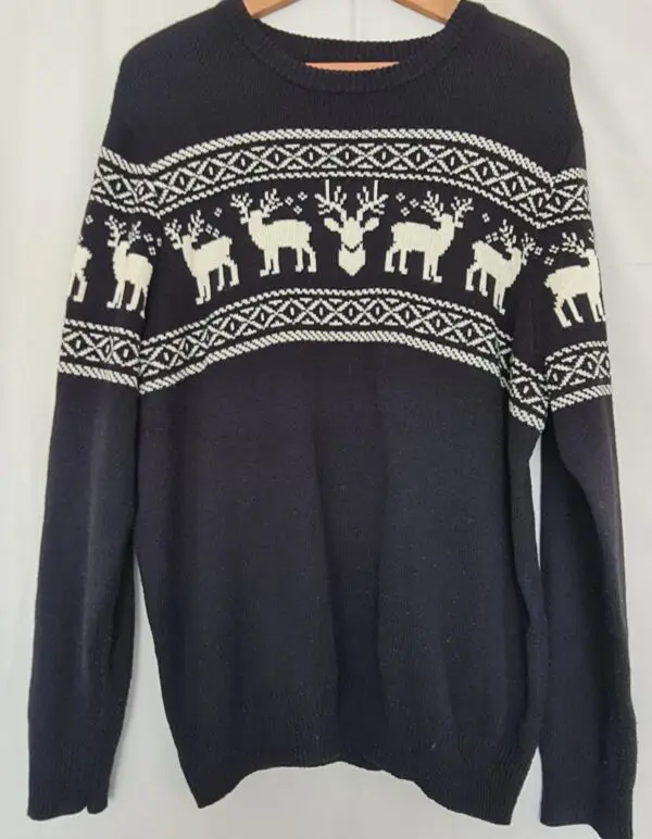 George Men Navy & White Christmas Jumper L