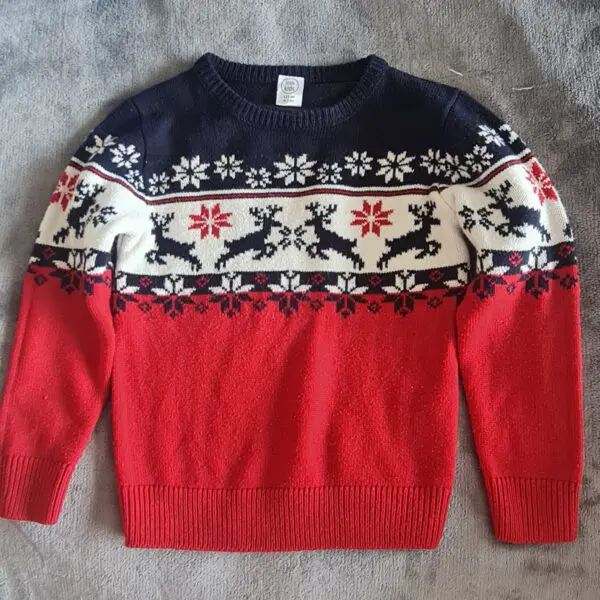 Little Kids Red & Navy Christmas jumper 6-7 years / 116 cm