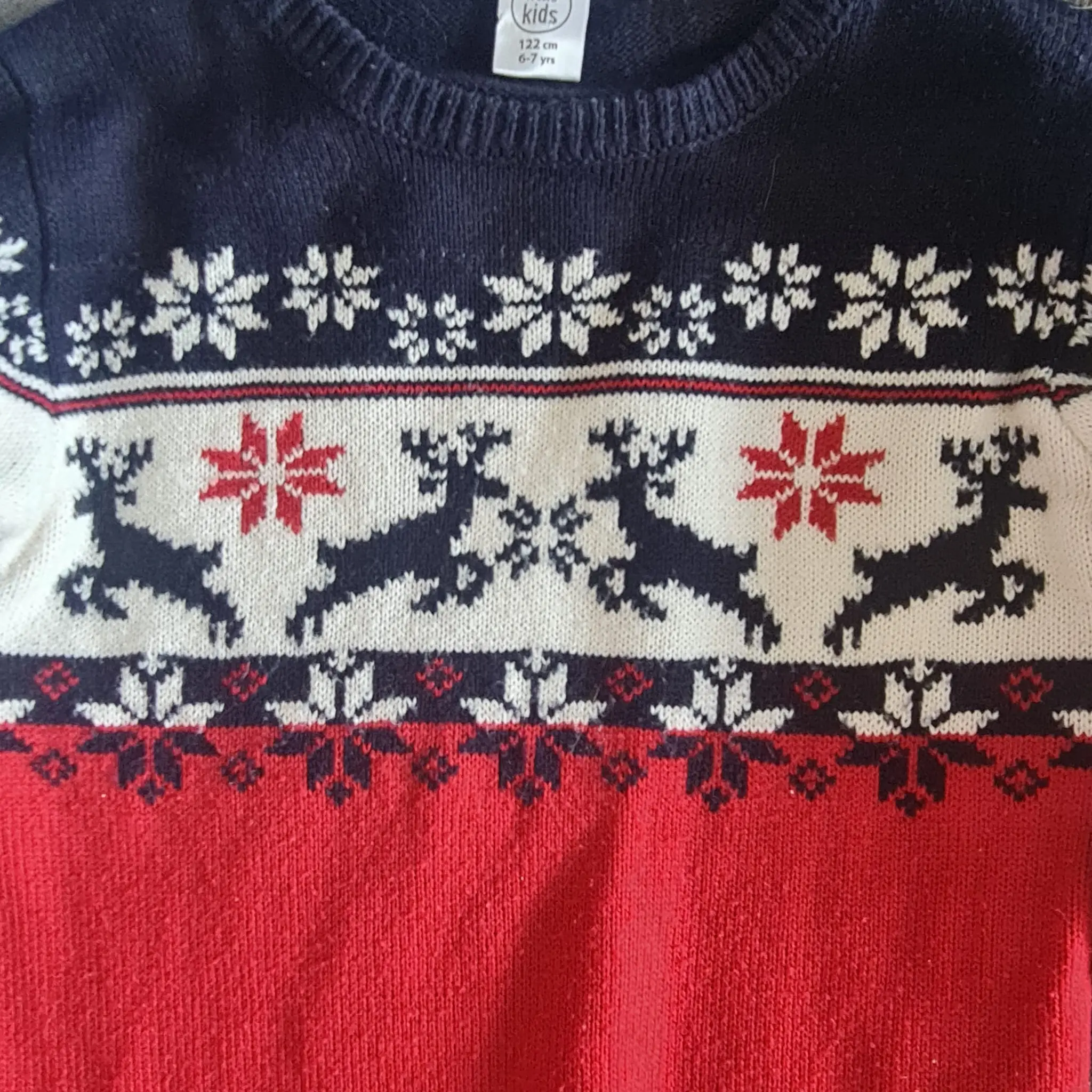 Little Kids Red & Navy Christmas jumper 6-7 years / 116 cm - Image 3