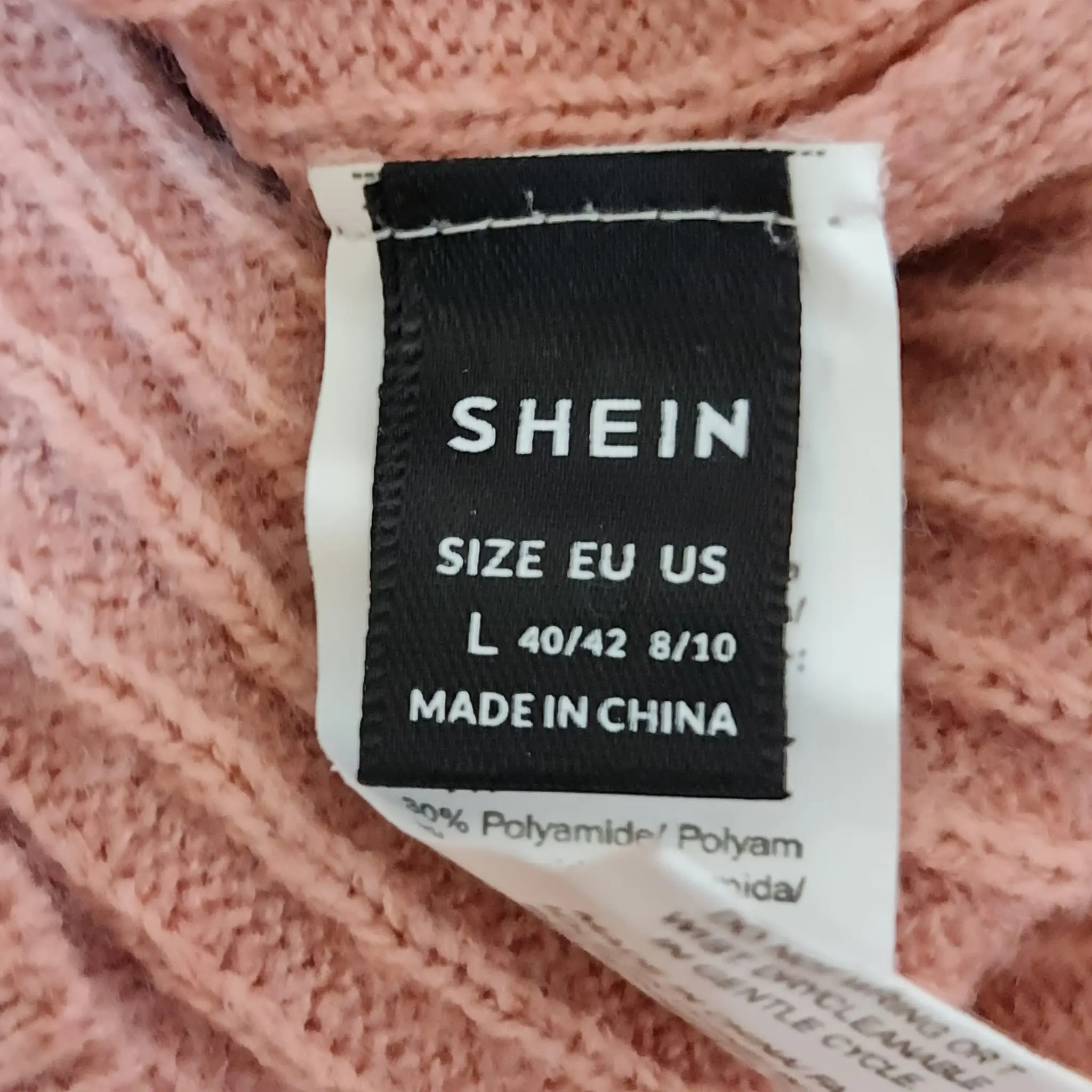 Shein Womens Rose Pink Ribbed Long Sleeve Dress L UK 16-18 - Image 2