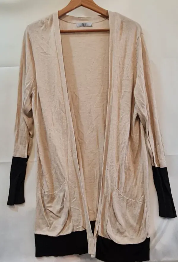 TU Beige, Black Open-front cardigan L / UK 16-18