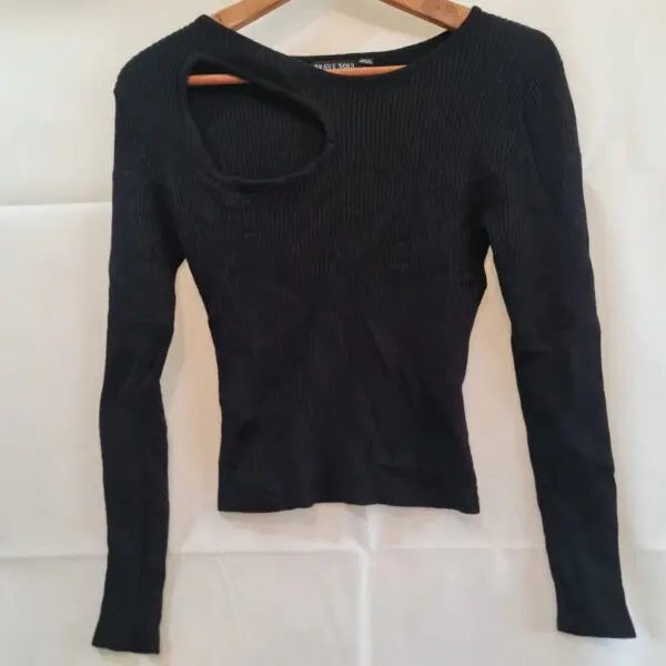 Brave Soul Black Ribbed long-sleeve top M / UK 12-14
