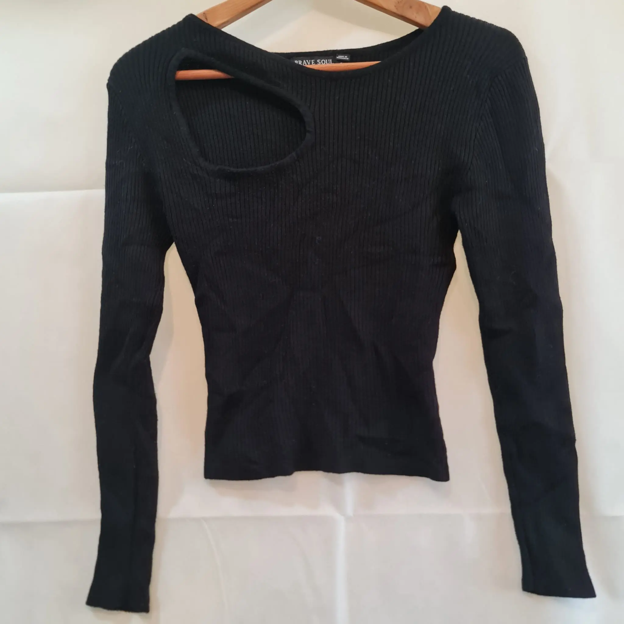 Brave Soul Black Ribbed long-sleeve top M / UK 12-14