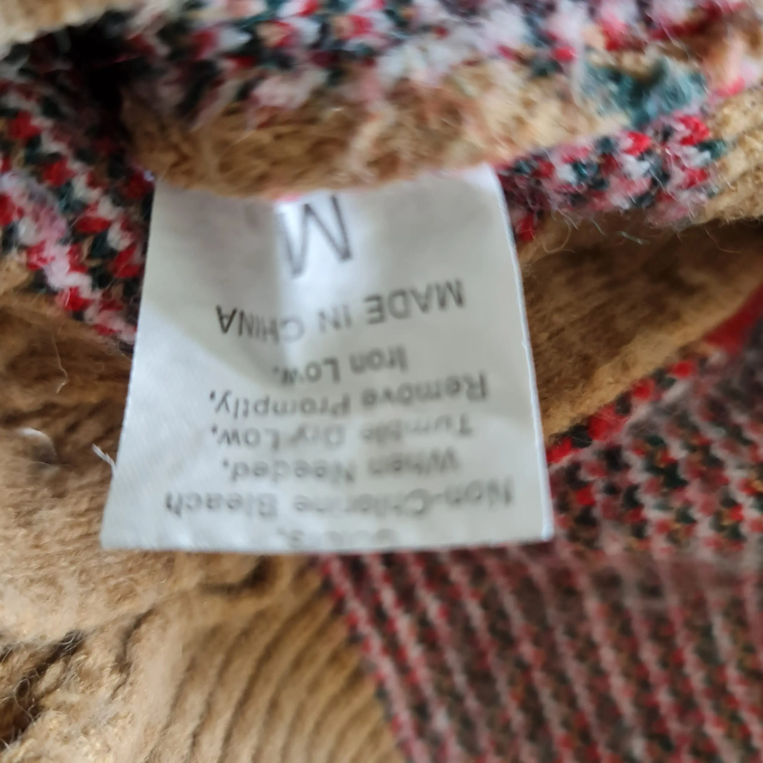 Womens Brown Red Argyle Knit Cardigan M UK 12-14 - Image 3