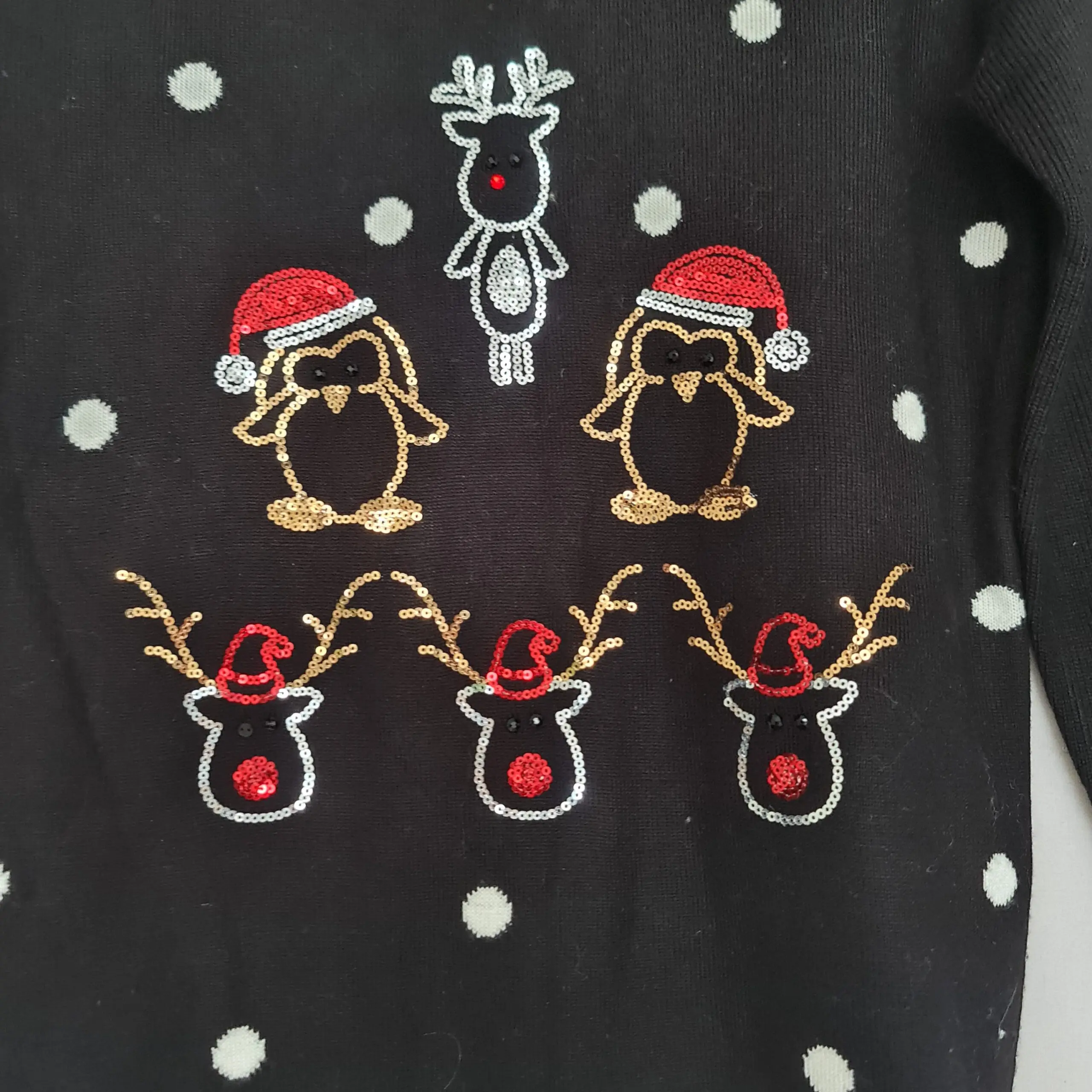Cerulean Womens Black Sequin Christmas Jumper S UK 8-10 - Image 2