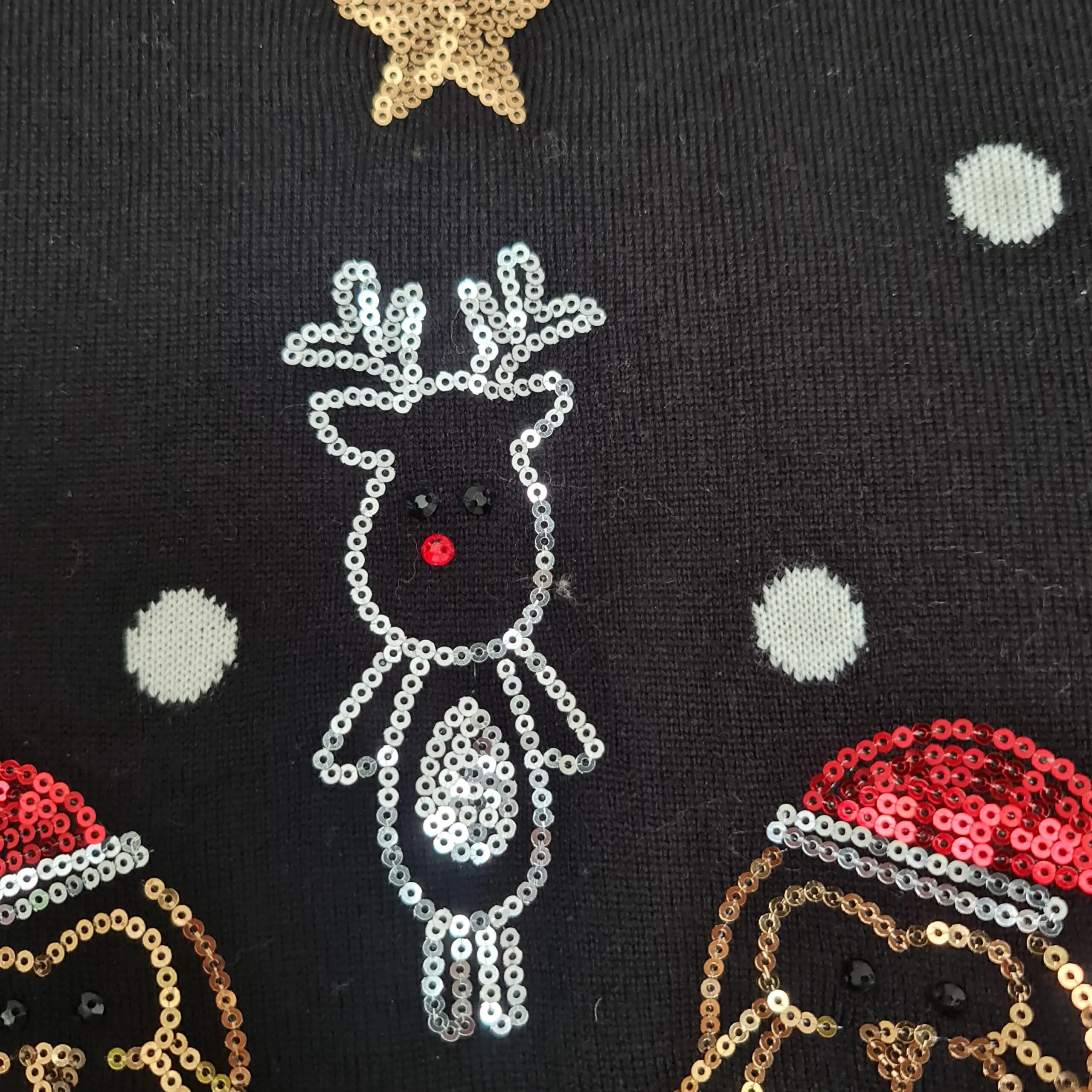 Cerulean Womens Black Sequin Christmas Jumper S UK 8-10 - Image 3