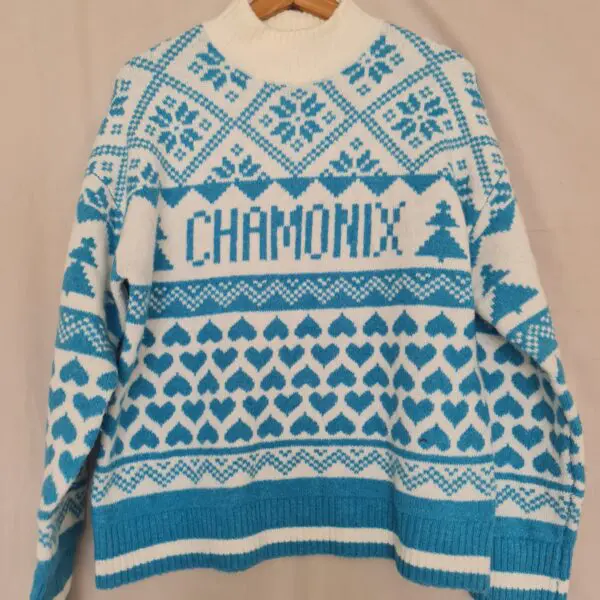 TU Womens Blue White Chamonix Christmas Jumper M UK 12-14