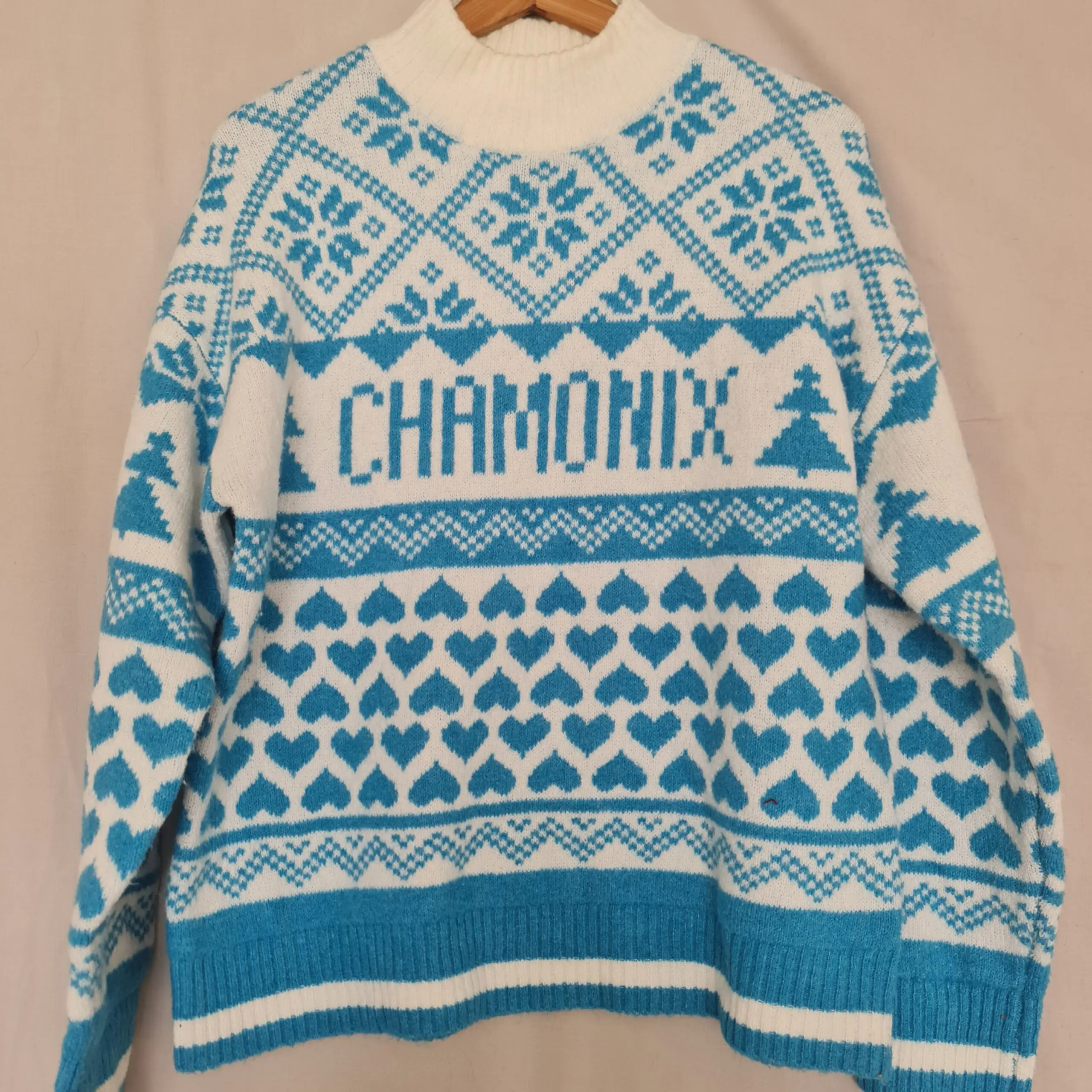 TU Womens Blue White Chamonix Christmas Jumper M UK 12-14