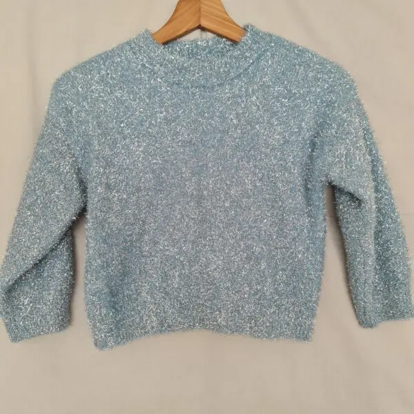 Matalan Girls Turquoise Sparkle Christmas Jumper 6-7 Years