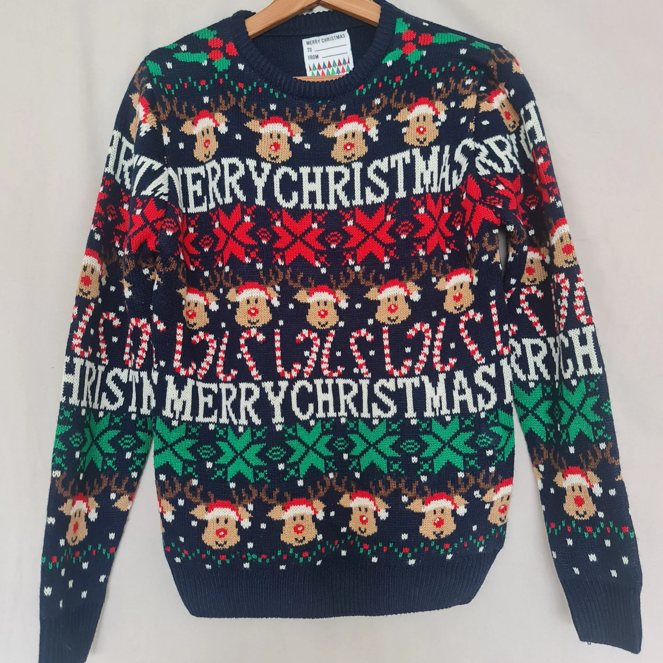 Primark Mens Christmas Jumper XS Reindeer Fair Isle Festive Knit