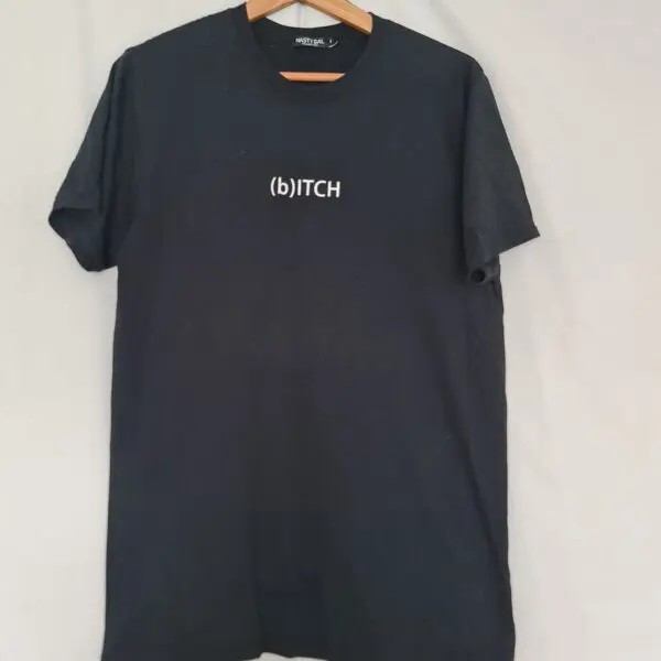 Nasty Gal Mens Black (b)ITCH Slogan T Shirt Size L