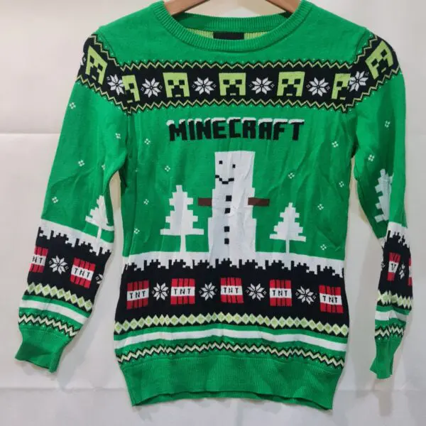 Minecraft Boys Green Christmas Jumper Age 10 140cm