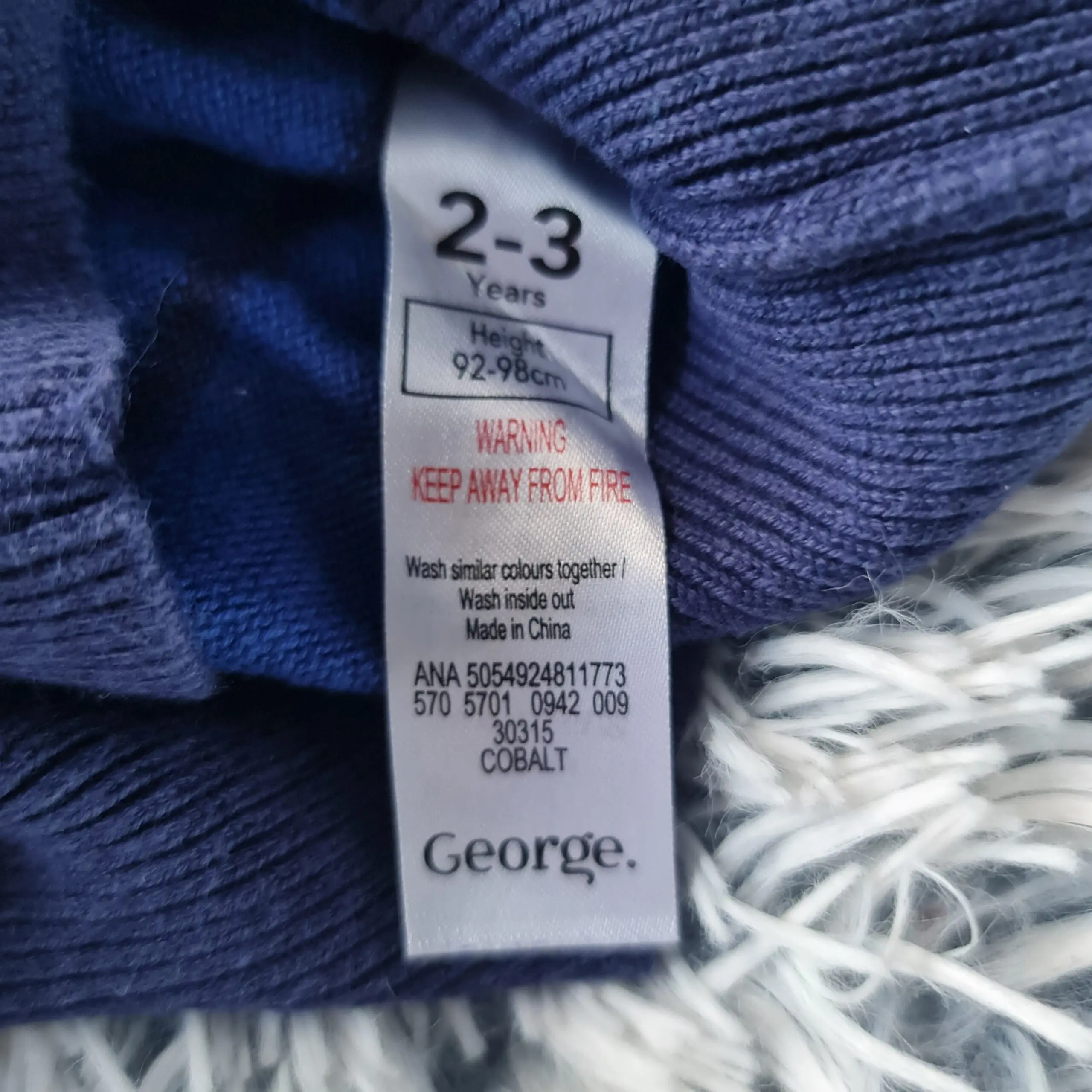 George Boys Blue Red Stripe Jumper Age 2-3 Years 92-98cm - Image 3