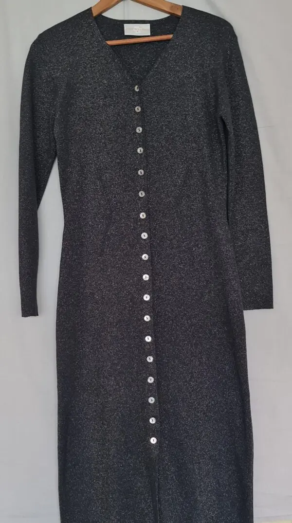 Country Casuals Womens Grey Button Front Knit Dress M UK 12-14